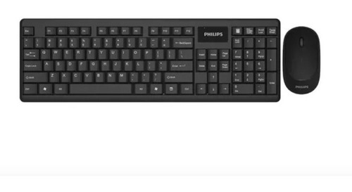 Imagen 2 de 4 de Kit Teclado Y Mouse Inalambrico Philips Negro C314 Ergonomic