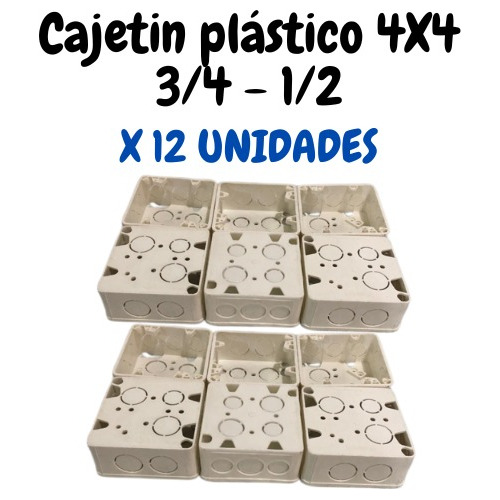 Cajetin Plástico Cuadrado 4x4 3/4 - 1/2