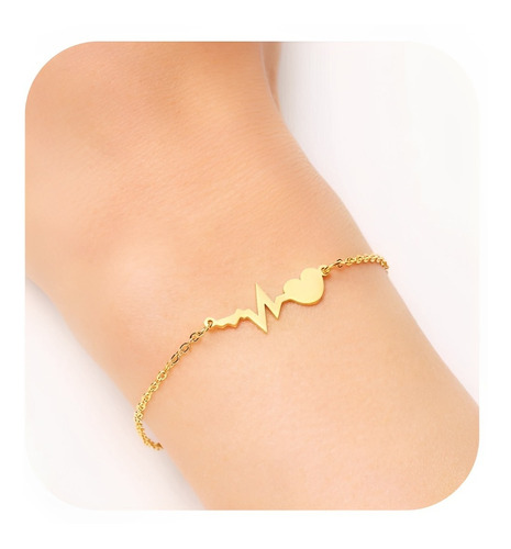 Pulsera Electrocardiograma Plata Enchapada Oro 18k