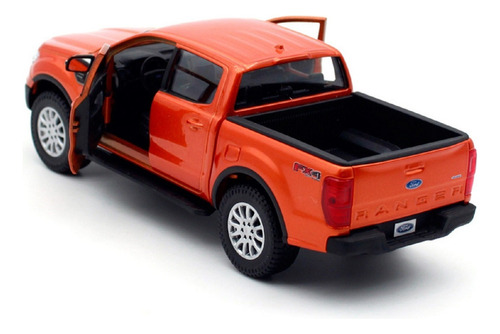 Maletero Maisto 2019 Ford Ranger Pickup Naranja 1/27 Diecast