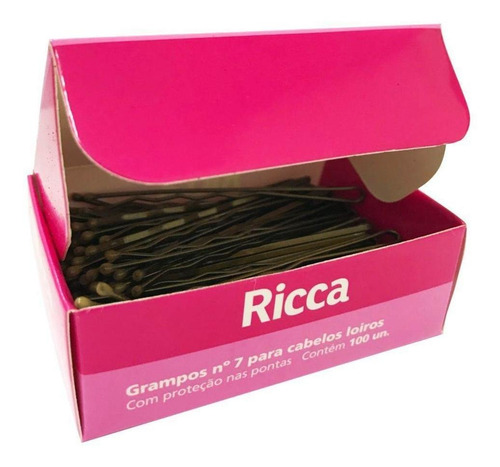 Ricca Basic Grampos Nº7 Para Cabelos Loiros 100 Unidades