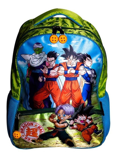 Mochila Escolar Dragon Ball Super Guerreros Z Goku Dbs New Color Verde