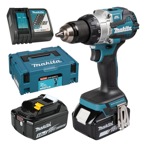 Taladro Rotomartillo Inalambrico Brushless Makita 18v 1/2  Dhp489rtj + Accesorios