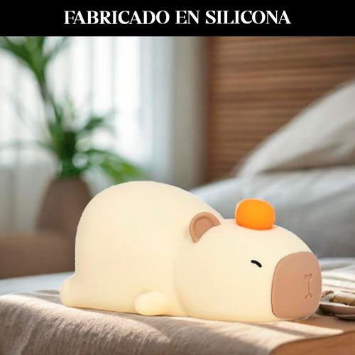 Lampara Velador Silicona Rgb Usb Luz De Noche Capibara Marrón Claro Marrón Claro