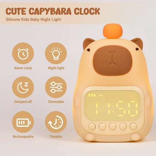 Jja Despertador Con Forma De Capibara For Niños, Lámpara De