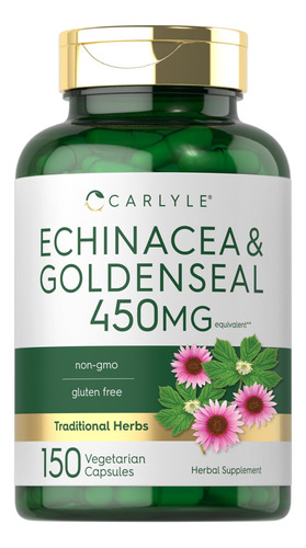 Suplemento Carlyle Echinacea Goldenseal, Cápsulas De 450 Mg,