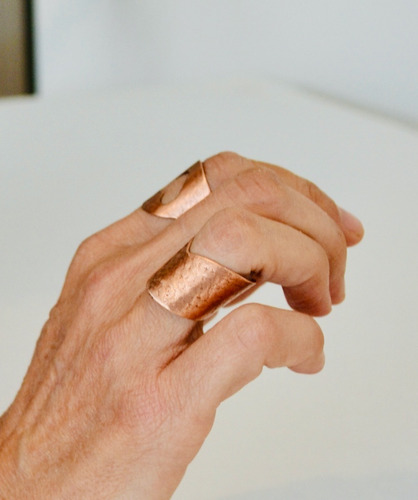 Anillo Corazon En Cobre, Tamaño Ajustable, Diseño De Autor