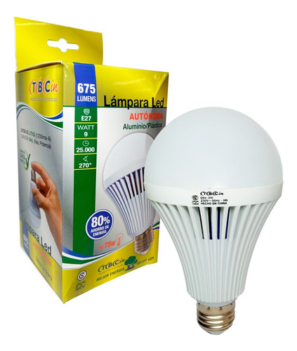 Lámpara Led Luz De Emergencia Autónoma 9w Tbcin