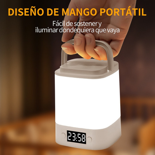 Lámpara Tricolor Led Con Reloj Electrónico, Lámpara Nocturna