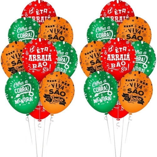 20 Unidades - Balão - Bexiga - Kit Buquê Festa Junina Arraiá