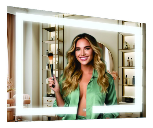 Espelho Retangular 50x70cm Iluminado Led Touch Screen