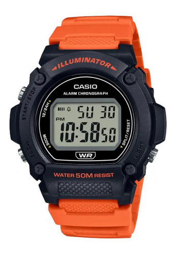 Reloj Casio W-219h-4avdf Naranja Hombre Relojesymas