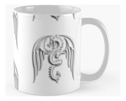 Taza Dragón Alado Silueta Plateada Calidad Premium