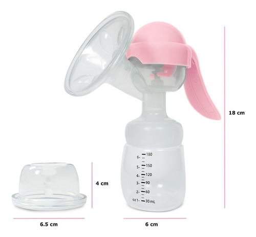 Extractor De Leche Manual Kiddos Con Recipiente De Almacenamiento, Cómodo, Portatil, Sacaleche Y Alimentación Bebe Color Rosa