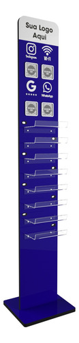 Totem Carregador Celular Azul Acrílico 1.30 M Rede Sociais