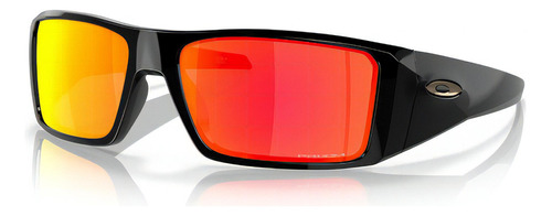 Gafas de sol Oakley Heliostat de color negro pulido Prizm Ruby, color negro con montura negra, color varilla negra, lente, color naranja