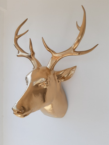 Cabeza De Ciervo 80 X 55 Cm Dorado De Biopolimero