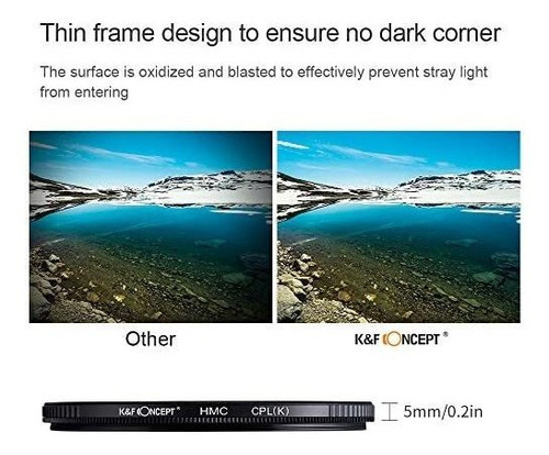 Imagen 5 de 6 de Filtro K&f Concept P/lente Vidrio Polarizado 49mm Ultrafino