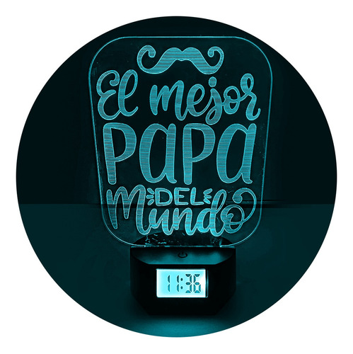 Lámpara 3d El Mejor Papa Base Reloj + Pilas