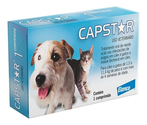 Capstar Antipulgas P/ Cães E Gatos Até 11kg - 1 Comprimido