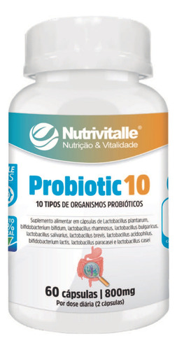 Suplemento Probiotic 10 Nutrivitalle 60 Cáps. Probióticos