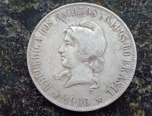 Moeda Antiga 2000 Réis Ano 1906 - Prata - Al4 (Usado)