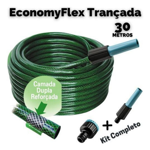 Mangueira De Quintal Completa Reforçada 30 Mts Economyflex