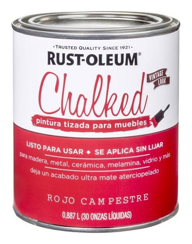 Esmalte Sintetico Chalked Tiza Rust Oleum Rojo Campestre 1lt