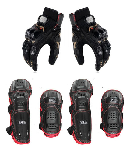 Rodilleras Coderas Moto Juego Completo + Guantes Proteccion