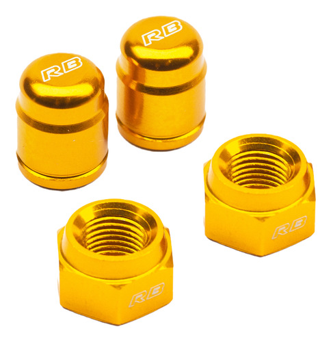Kit Tapas Tapitas + Tuerca Valvula Pico De Aire Moto Dorado