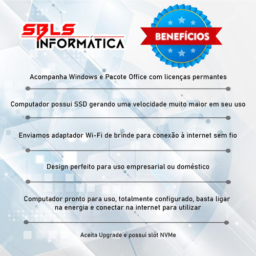 Mini Computador Pc Cpu Intel I5 10a Ger 16gb Ssd 480gb Win10
