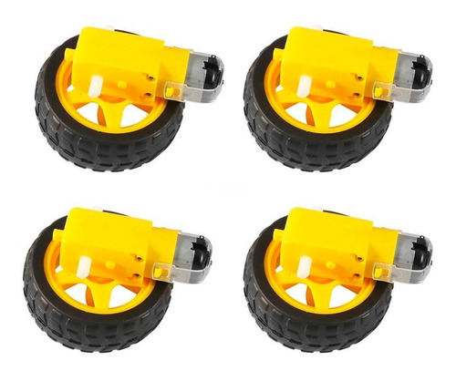 4 Piezas Motorreductor Con Llanta Para Carro Arduino Robot