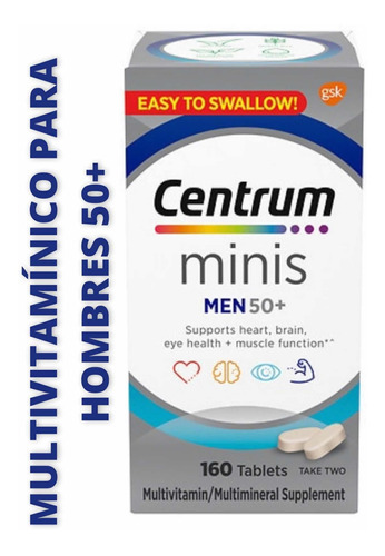 Centrum Minis Mens 50+ Multivitamínico Multimineral 160 Pzas Sabor N/A