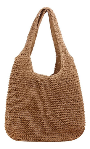 Bolso De Hombro De Playa De Paja Hecho A Mano Para Mujer, Te