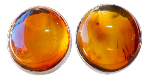 Broqueles Aretes De Ámbar Cognac & Plata Ley 925 / Círculos