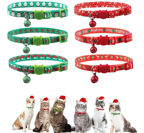   Pcs Christmas Breakaway Cat Collar With Bell Safety A...