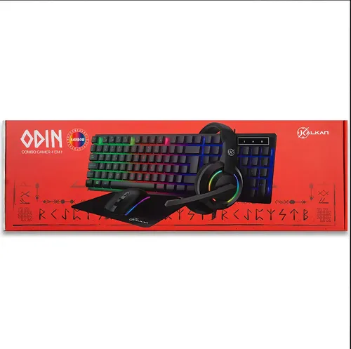 Combo Gamer Kalkan Odin Mouse 3600dpi Teclado Memorando RGB Heads...