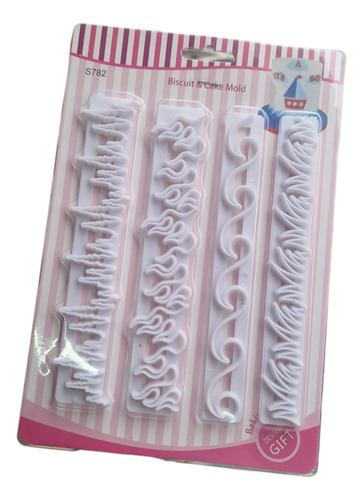 *kit 4 Cortadores Marcadores Bordes Orillas Fondant Pasta