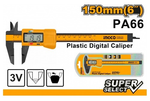 Calibrador Plástico Digital 0-150mm 0,1mm Ingco Hdcp16150