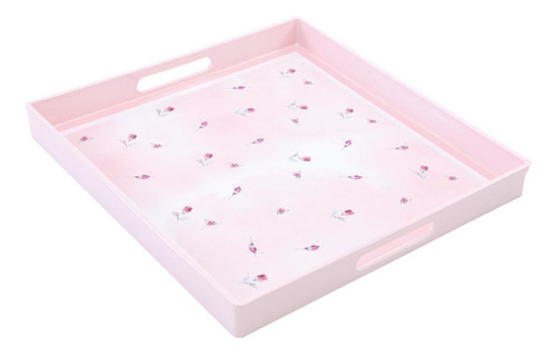 Bandeja Quadrada Rosa 35cm Decorativa Alimento E Organização