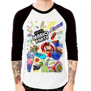 Camiseta Raglan Super Mario Party Switch 3/4