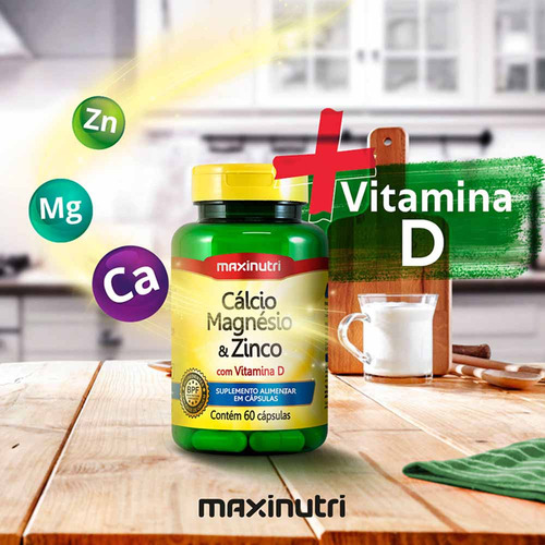Kit 2 Calcio Magnésio E Zinco + Vitamina D 60 Cáps Maxinutri
