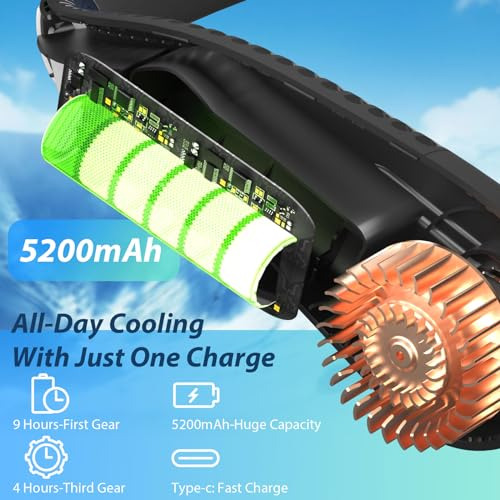 Ventilador Cuello Sin Aspas Portátil Recargable Usb 5200 Mah