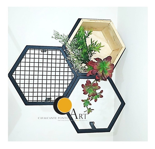 Nicho Decoração Ferro Suporte Planta De Parede Colméia 3pçs
