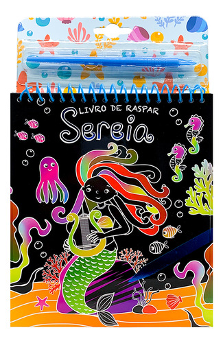 Livro De Raspar Sereia + Caneta Especial Espátula - Livro Infantil