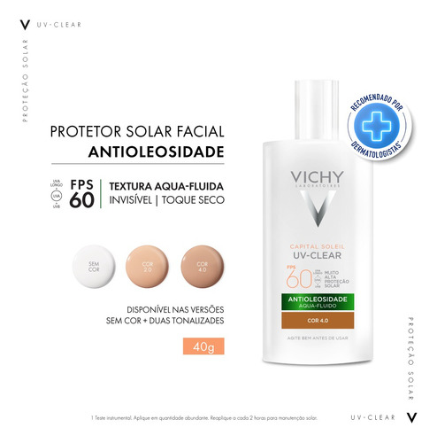 Protetor Solar Capital Soleil Uv-clear Fps60 Cor 4.0 40g Vic