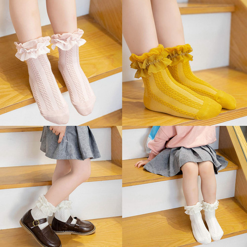 5 Pares De Calcetines De Algodón Para Bebé Y Niña,