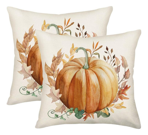 Fundas De Almohada De Calabaza Naranja De Otoño 16x16 ...