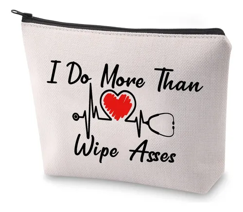BLUPARK Make-up-Tasche Für Pflegekräfte – Mit Spruch 'I Do More Than Wipe Asses', 23,5x17 Cm, Maschinenwaschbar