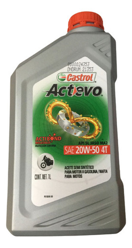 Aceite Castrol Actevo 4t Xtra 20w 50 Semi Sint Centro Motos